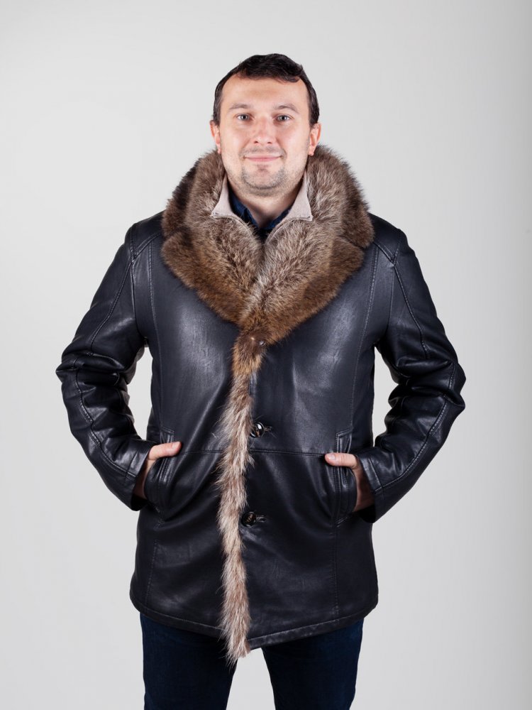 Куртка Херман кожаная с мехом волка (35 фото)