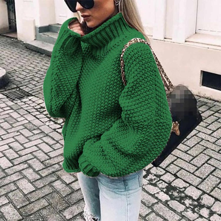 Зеленый объемный свитер (33 фото)