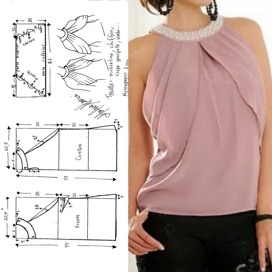 Блузка из 1 метра ткани. Крой блузы. Крой блузки. Моделирование блузки. Простые выкройки кофточек.