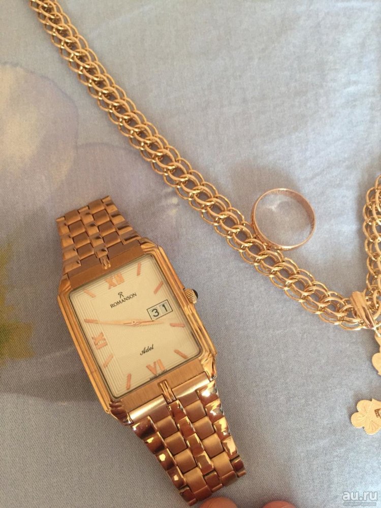 Часы Романсон золотые с золотым браслетом (40 фото)
