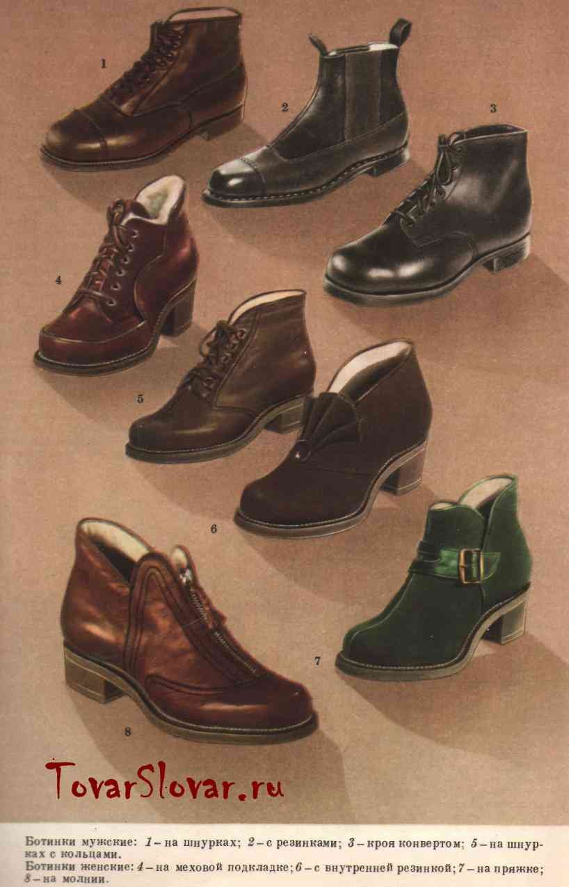 Фото: Женская обувь 40-х годов.