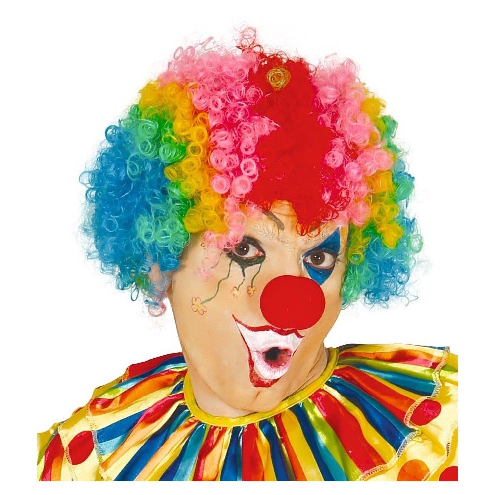 Клоуны тихо. Клоун Клепа Гримм. Парик клоуна. Клоун с разноцветными волосами. Радужный парик клоуна.