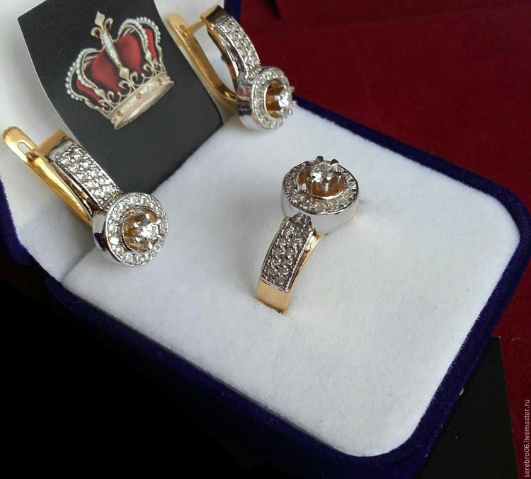 Бриллиантовый комплект серьги и кольцо (64 фото)