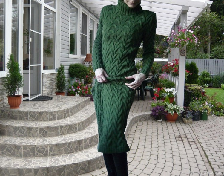 Длинное вязаное платье (70 фото)